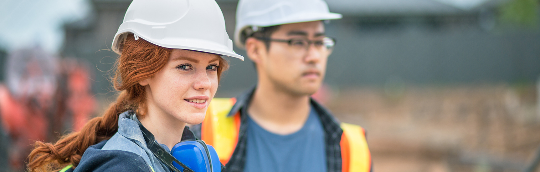 Apprentice worker onsite in PPE